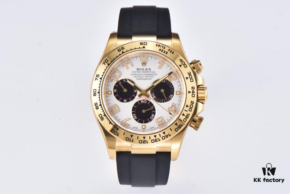 CLEAN Factory C-Factor Rolex 116518 Yellow Gold Panda Dial Daytona with Rubber Strap
