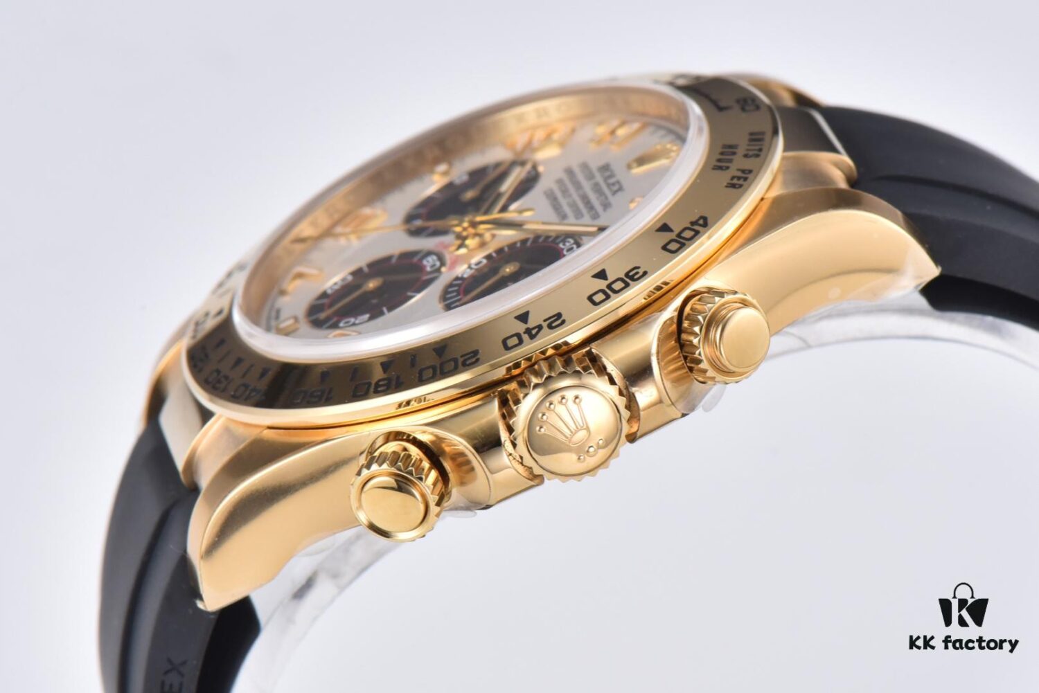 6931a6f5ccd8ab3d7af9b640 CLEAN Factory C-Factor Rolex 116518 Yellow Gold Panda Dial Daytona with Rubber Strap