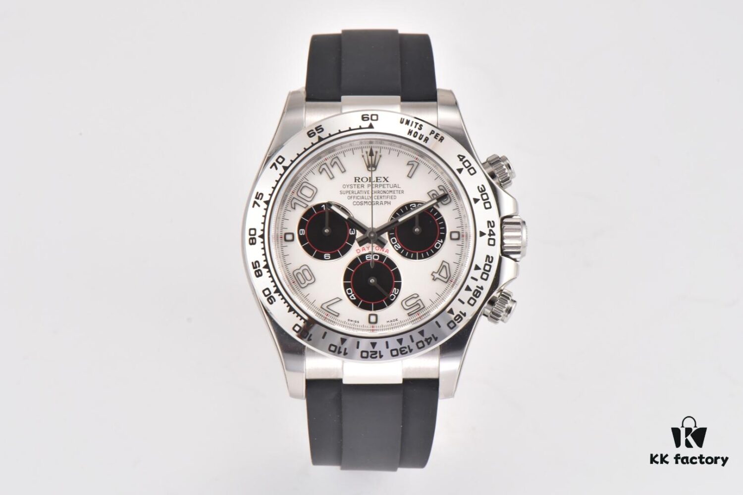 6931a6f6ccd8ab3d7af9b647 CLEAN Factory C-Factor Rolex 116519 White Gold Panda Dial Daytona with Rubber Strap
