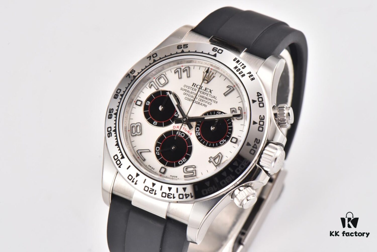 6931a6f6ccd8ab3d7af9b648 CLEAN Factory C-Factor Rolex 116519 White Gold Panda Dial Daytona with Rubber Strap