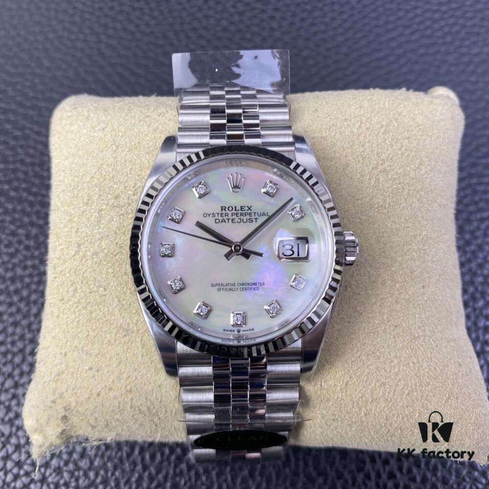 6931a715ccd8ab3d7af9b866 C-Factory Rolex 126234 36mm Datejust Diamond Bezel - Blue, Black, Green, White Roman Dial