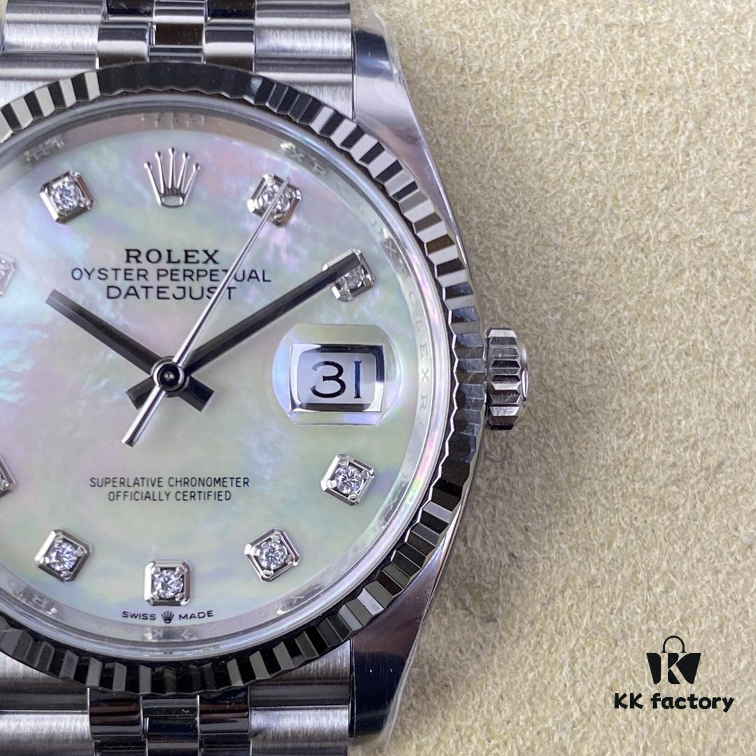 6931a715ccd8ab3d7af9b86a C-Factory Rolex 126234 36mm Datejust Diamond Bezel - Blue, Black, Green, White Roman Dial