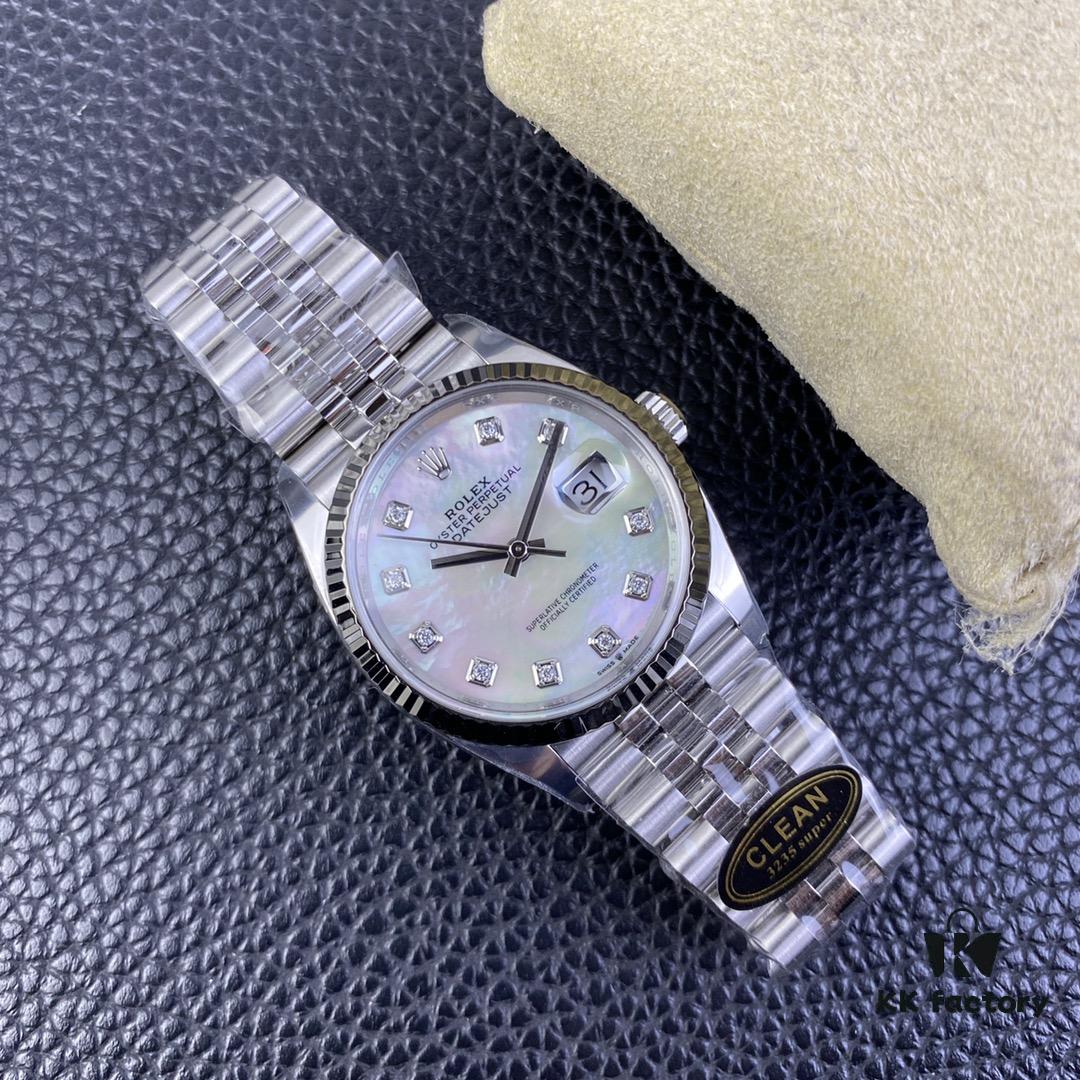 6931a716ccd8ab3d7af9b86e C-Factory Rolex 126234 36mm Datejust Diamond Bezel - Blue, Black, Green, White Roman Dial