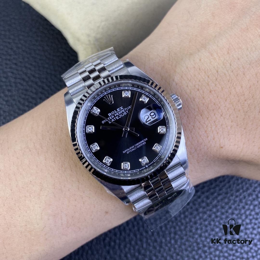 6931a716ccd8ab3d7af9b86f C Factory Rolex 126234 36mm Datejust Diamond Bezel Model - Blue, Black, Green, White Roman Dial