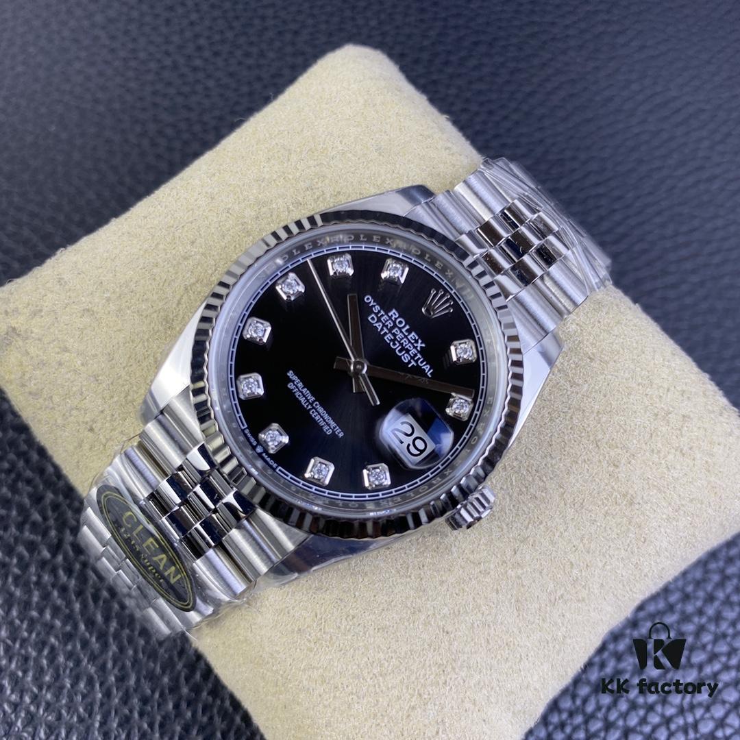 6931a716ccd8ab3d7af9b872 C-Factory Rolex 126234 36mm Datejust Diamond Bezel - Blue, Black, Green, White Roman Dial
