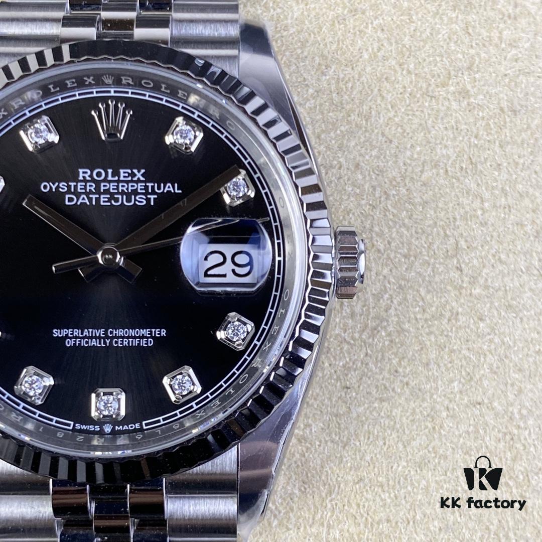 6931a716ccd8ab3d7af9b874 C-Factory Rolex 126234 36mm Datejust Diamond Bezel - Blue, Black, Green, White Roman Dial