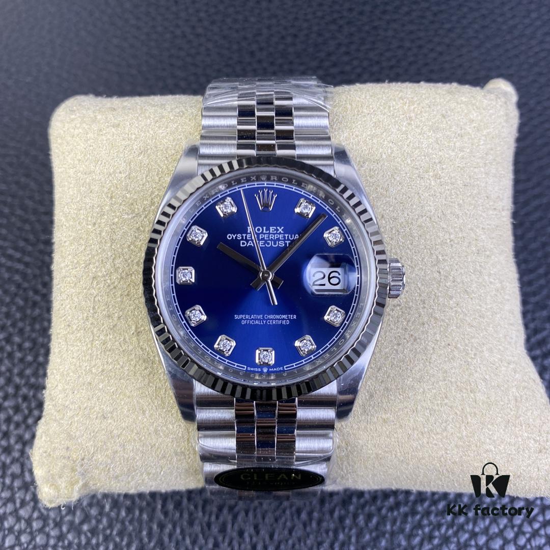 6931a716ccd8ab3d7af9b87a C-Factory Rolex 126234 36mm Datejust Diamond Bezel - Blue, Black, Green, White Roman Dial