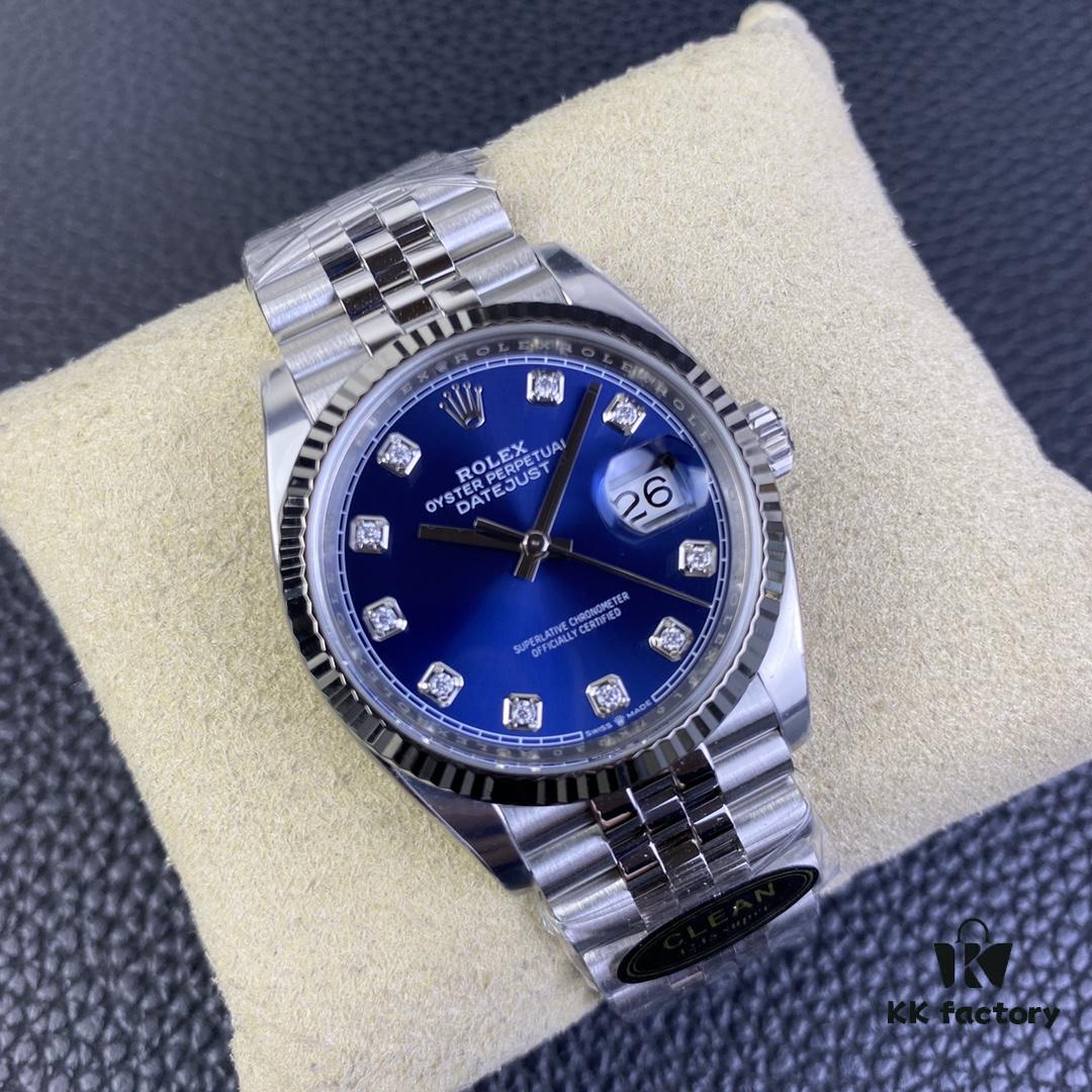 6931a716ccd8ab3d7af9b87b C-Factory Rolex 126234 36mm Datejust Diamond Bezel - Blue, Black, Green, White Roman Dial
