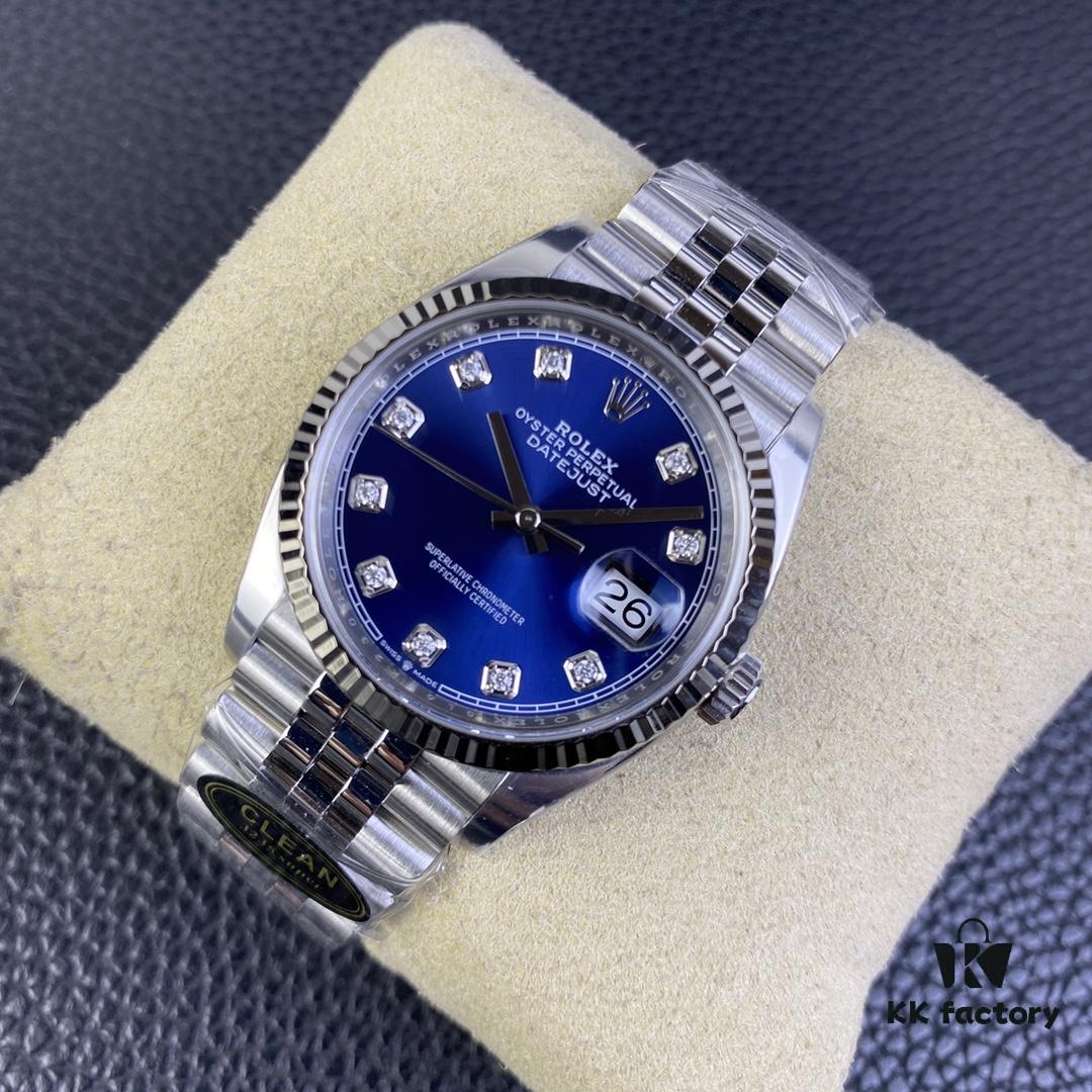 6931a716ccd8ab3d7af9b87c C-Factory Rolex 126234 36mm Datejust Diamond Bezel - Blue, Black, Green, White Roman Dial