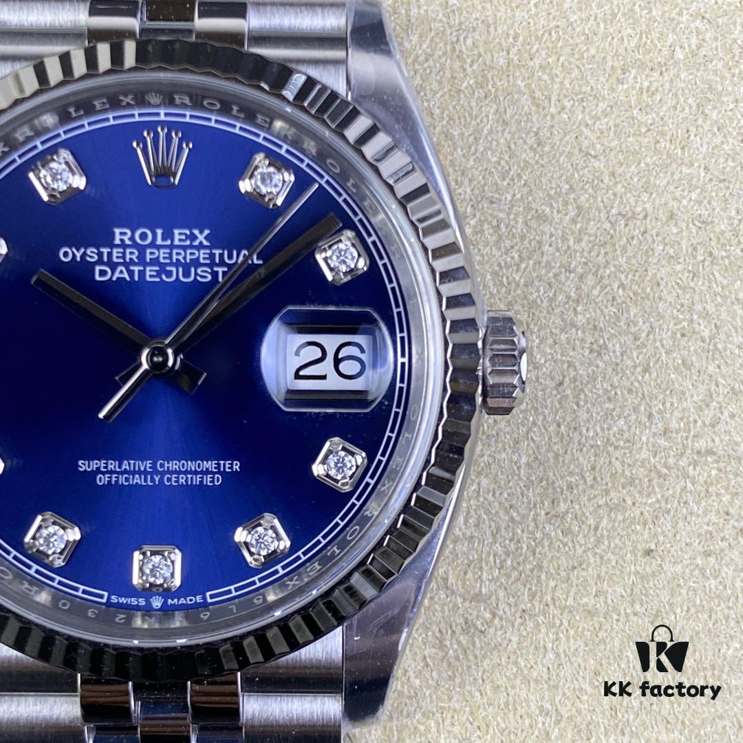 6931a717ccd8ab3d7af9b87e C-Factory Rolex 126234 36mm Datejust Diamond Bezel - Blue, Black, Green, White Roman Dial