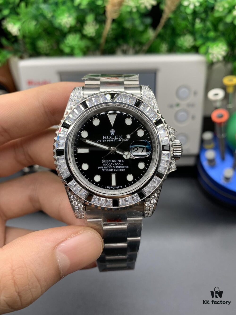 6931a7a6ccd8ab3d7af9c0cf Customized Rolex SUBmariner with Back Diamond Inlay