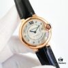 Cartier Ballon Bleu Series RW1 Gold-Plated 18K Gold-Plated Mechanical Ladies' Watch with American Crocodile Leather Strap 33mm Exclusive First Release