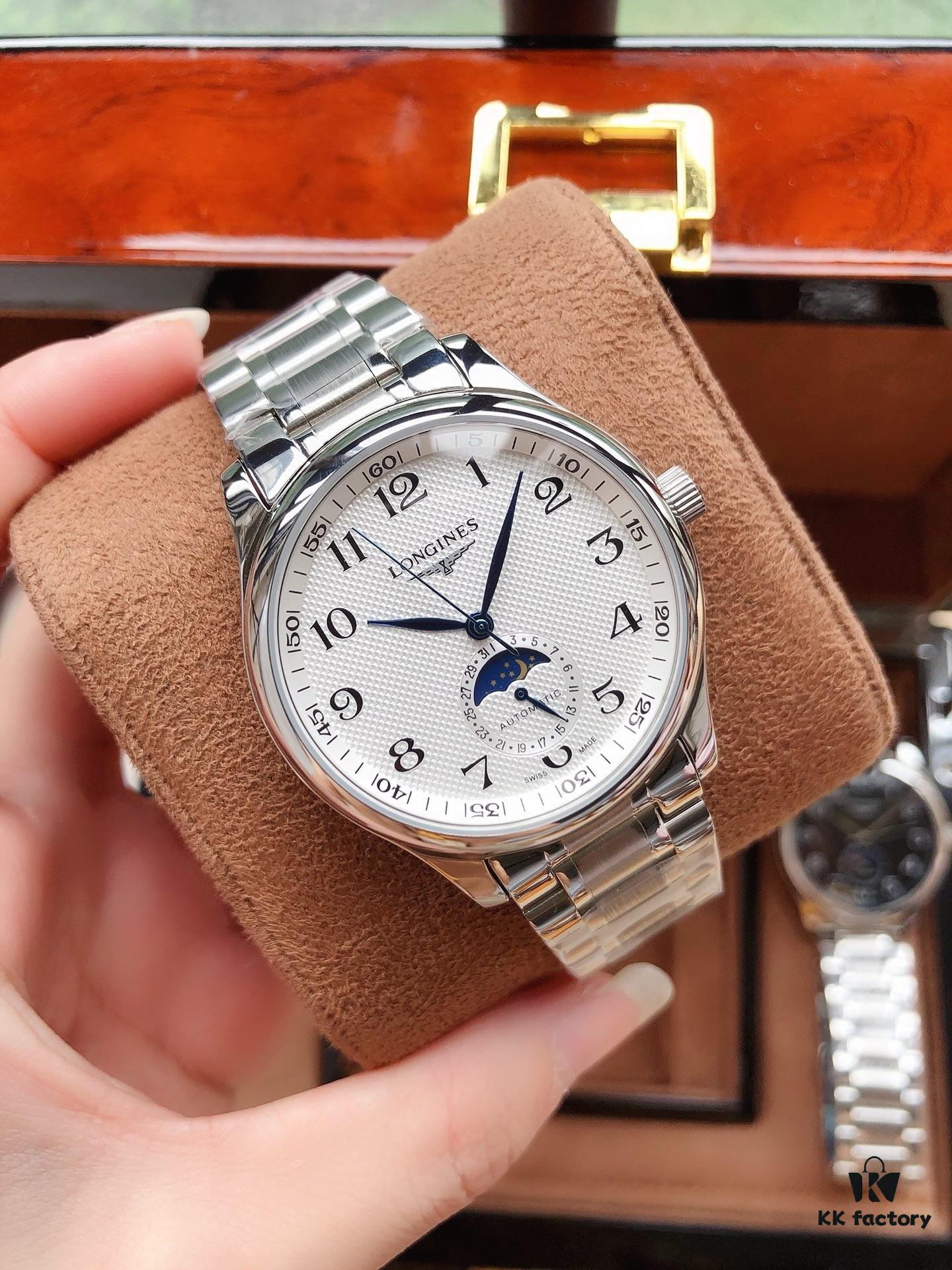 6931a814ccd8ab3d7af9c7ed LONGINES - Master Collection Real Moon Phase 24-Hour Fully Automatic Mechanical Watch for Men, 40mm, 316L Stainless Steel, Double Dome Mineral Glass, Butterfly Clasp