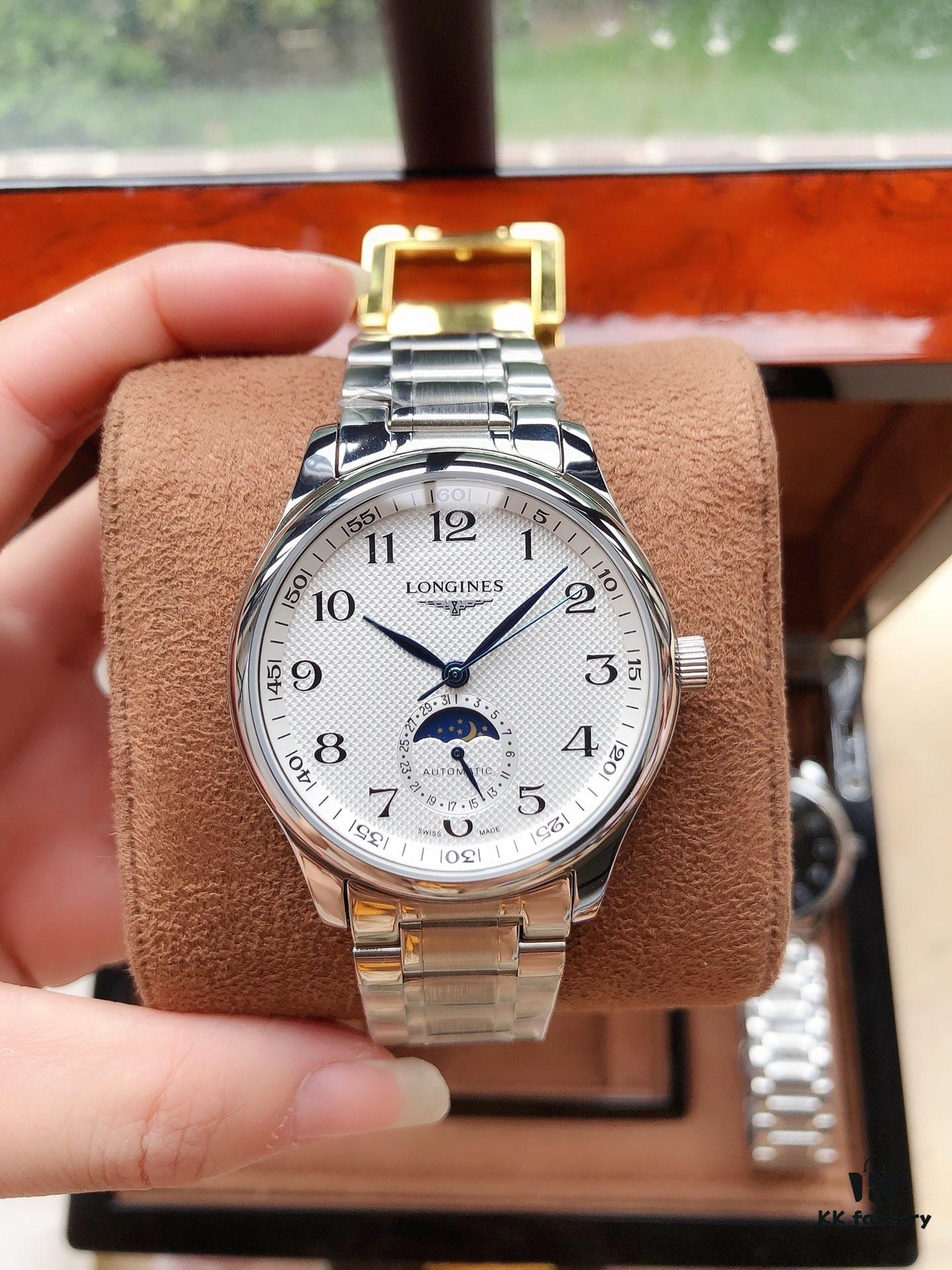 6931a814ccd8ab3d7af9c7ee LONGINES - Master Collection Real Moon Phase 24-Hour Fully Automatic Mechanical Watch for Men, 40mm, 316L Stainless Steel, Double Dome Mineral Glass, Butterfly Clasp