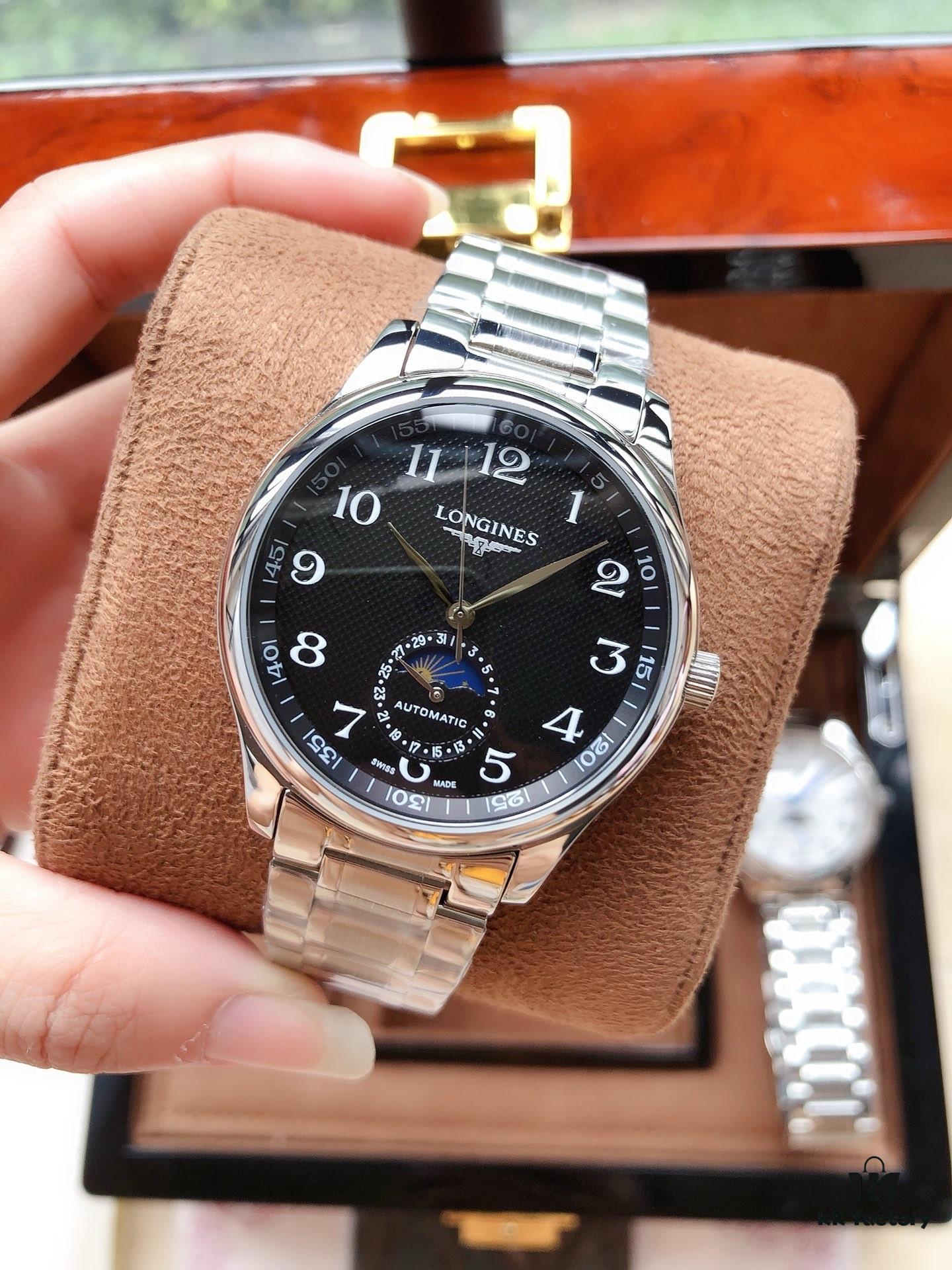 6931a815ccd8ab3d7af9c7f0 LONGINES - Master Collection Real Moon Phase 24-Hour Fully Automatic Mechanical Watch for Men, 40mm, 316L Stainless Steel, Double Dome Mineral Glass, Butterfly Clasp