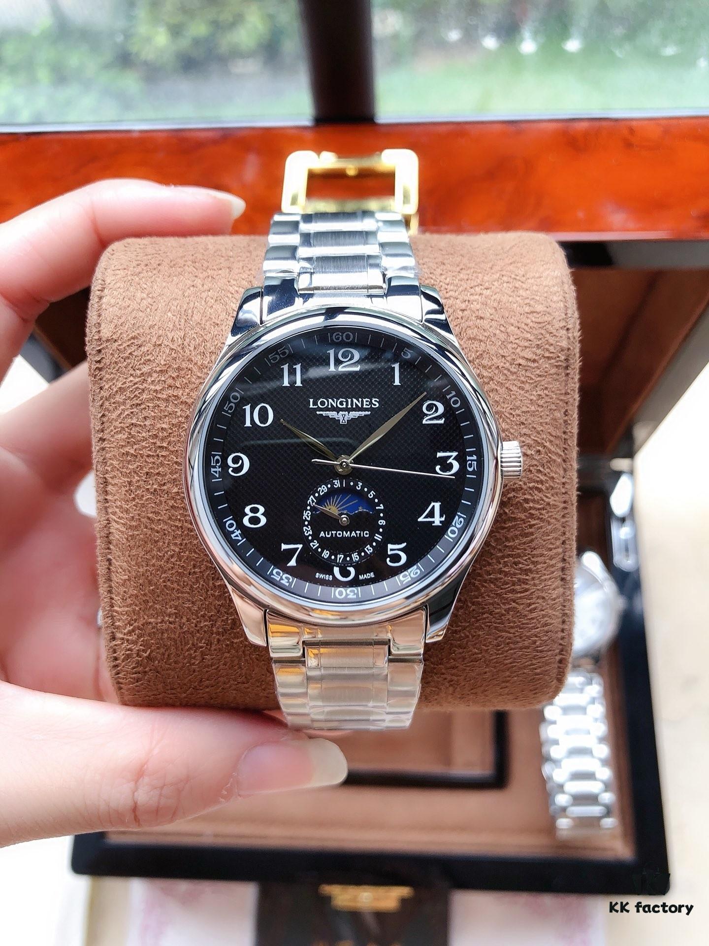 6931a815ccd8ab3d7af9c7f1 LONGINES - Master Collection Real Moon Phase 24-Hour Fully Automatic Mechanical Watch for Men, 40mm, 316L Stainless Steel, Double Dome Mineral Glass, Butterfly Clasp