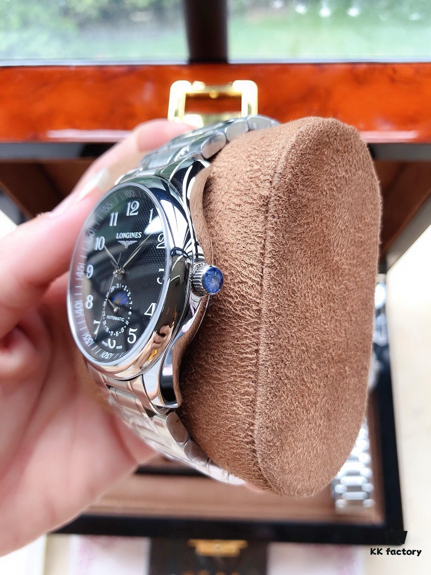6931a815ccd8ab3d7af9c7f3 LONGINES - Master Collection Real Moon Phase 24-Hour Fully Automatic Mechanical Watch for Men, 40mm, 316L Stainless Steel, Double Dome Mineral Glass, Butterfly Clasp