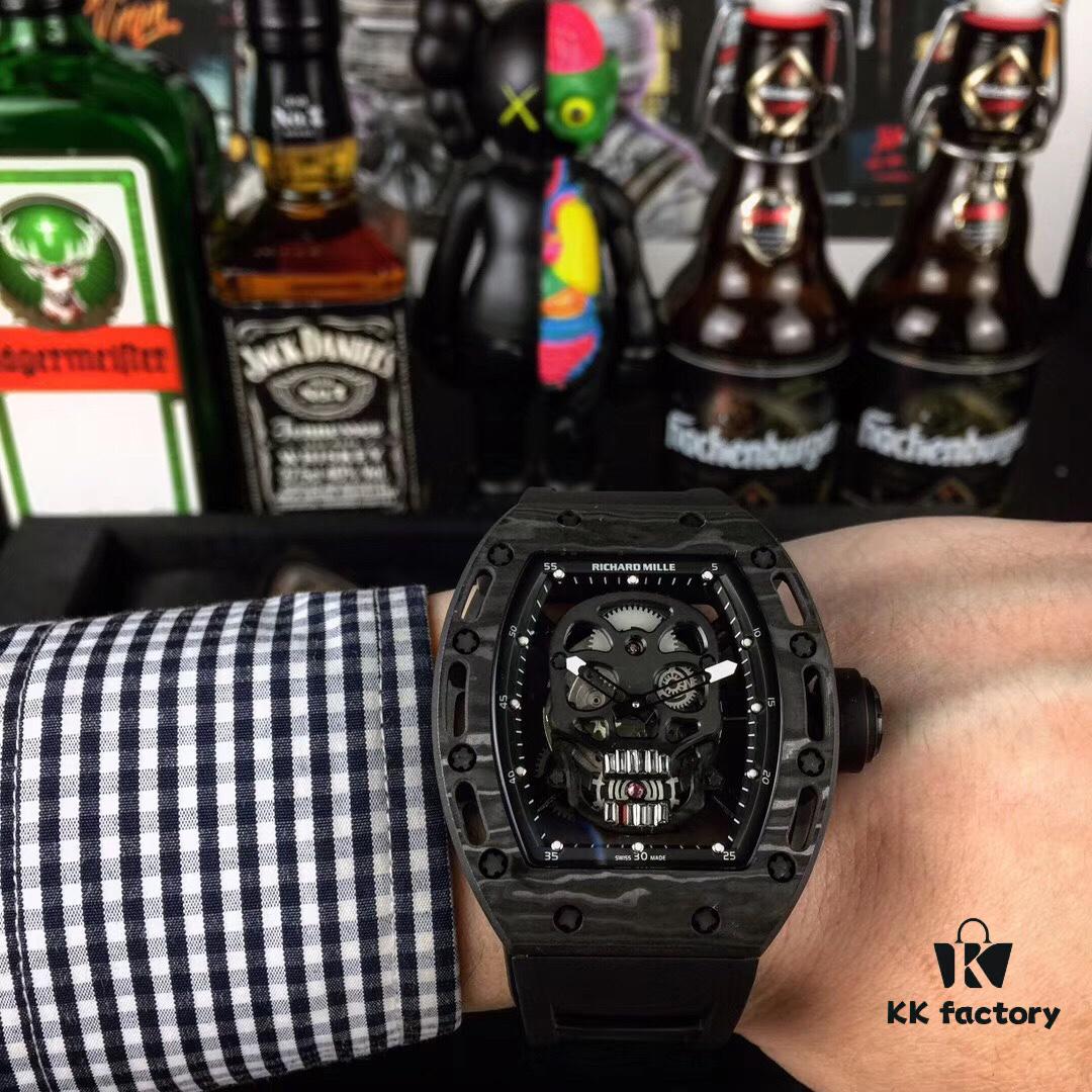 6931a829ccd8ab3d7af9c943 Richard Mille RM052 Series Latest Upgrade Skull Edition Carbon Fiber Case with Original Imported Mechanical Movement