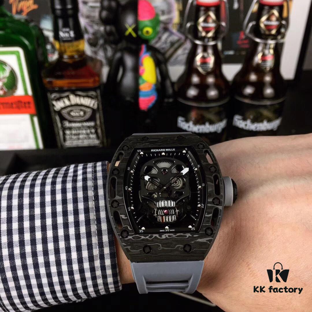 6931a829ccd8ab3d7af9c94a Richard Mille RM052 Series Latest Upgrade Skull Edition Carbon Fiber Case with Original Imported Mechanical Movement