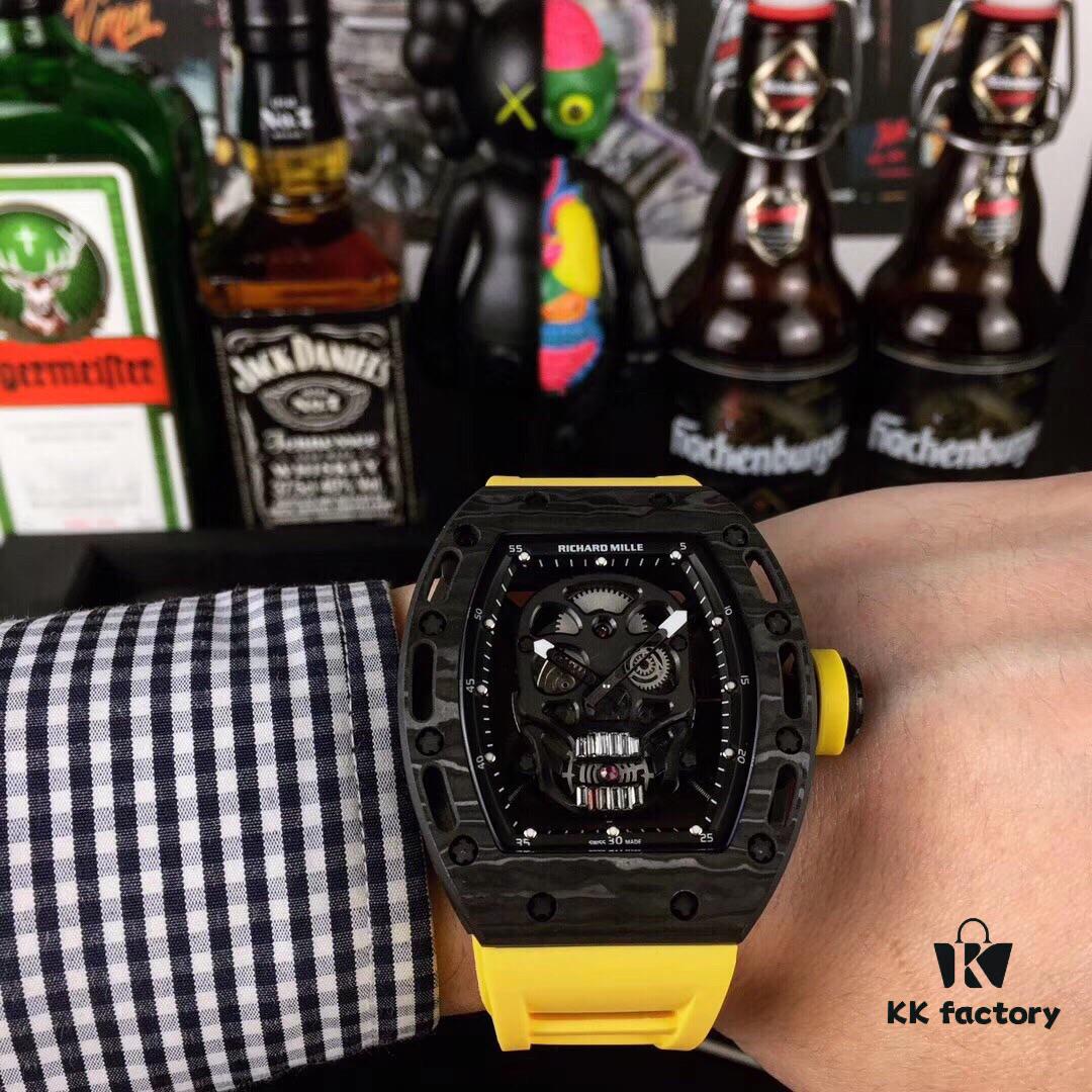 6931a830ccd8ab3d7af9c9b6 Richard Mille RM052 Series Latest Skull Carbon Fiber Upgrade Edition, Skeleton Design with Carbon Fiber Case and Original Imported Mechanical Movement