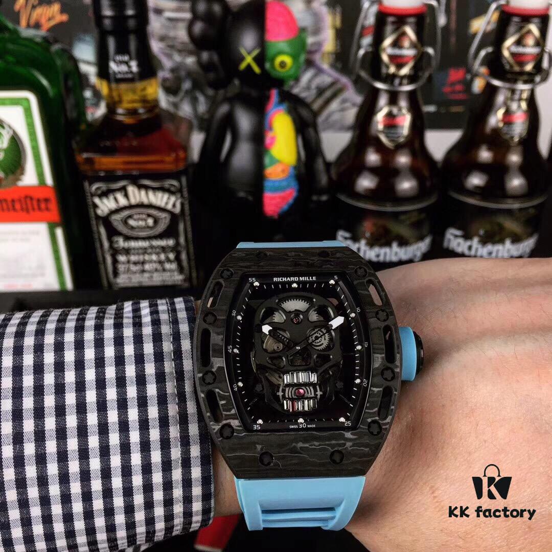 6931a830ccd8ab3d7af9c9b8 Richard Mille RM052 Series Latest Skull Carbon Fiber Upgrade Edition, Skeleton Design with Carbon Fiber Case and Original Imported Mechanical Movement