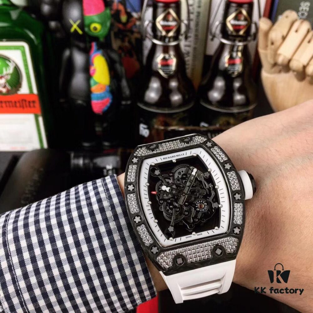 6931a831ccd8ab3d7af9c9cc Richard Mille RM055 Series New Diamond-Set Bezel with Original Carbon Fiber Texture