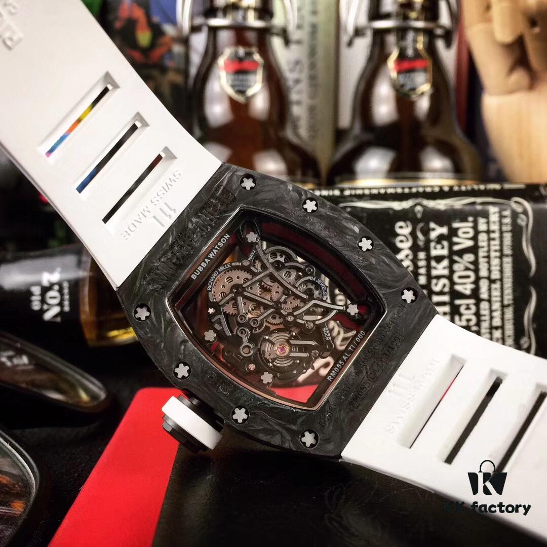6931a831ccd8ab3d7af9c9d0 Richard Mille RM055 Series New Diamond-Set Bezel with Original Carbon Fiber Texture