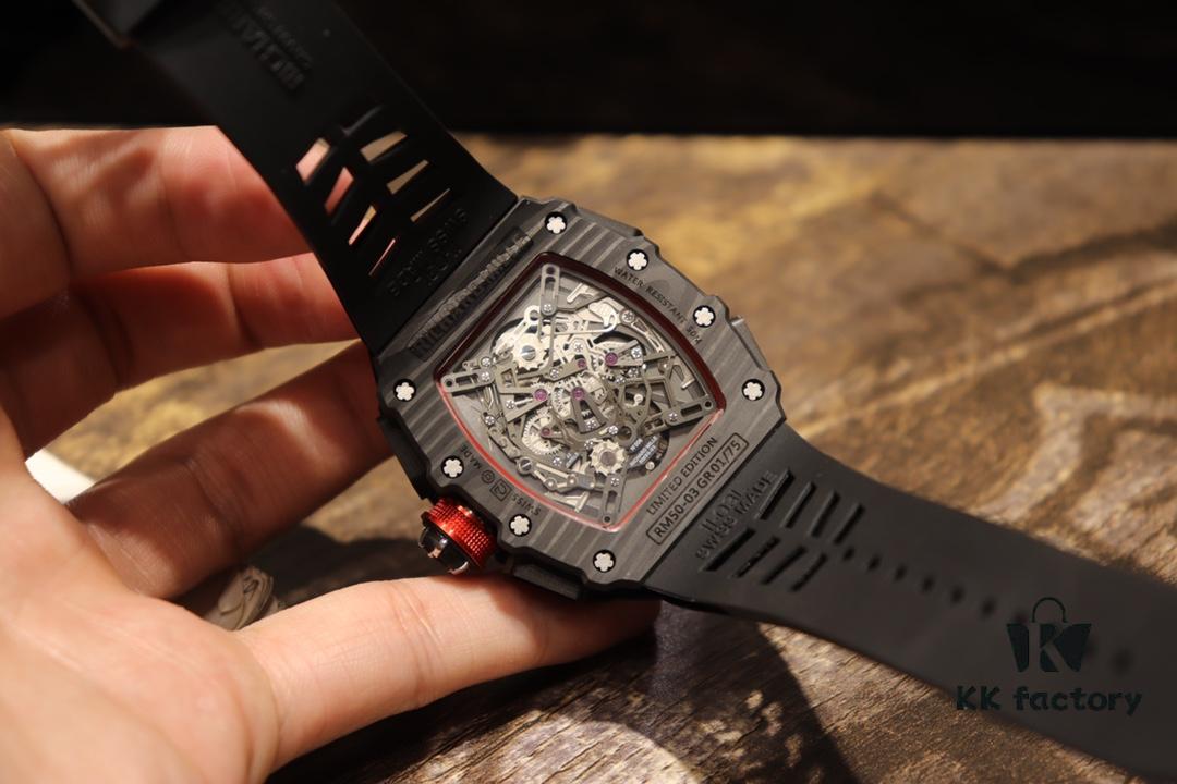 6931a83dccd8ab3d7af9ca99 Richard Mille Richard Miller Watch with Carbon Fiber Case, 43*50mm, Waterproof Strap with Original Folding Clasp, Bold and Unique Dial Design for the Individual