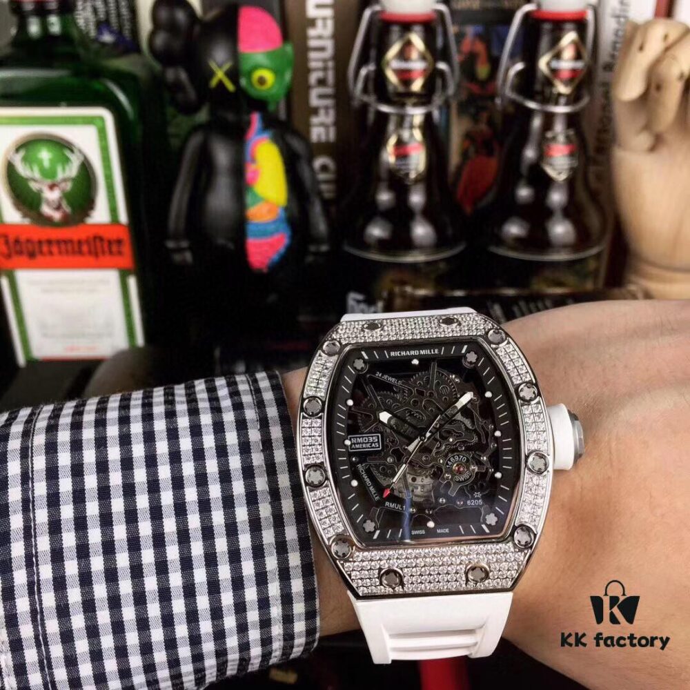 6931a83eccd8ab3d7af9caad Richard Mille RM035-AMERICA5 Diamond-Paved Case with Anti-Reflective Sapphire Crystal - Premium Replica