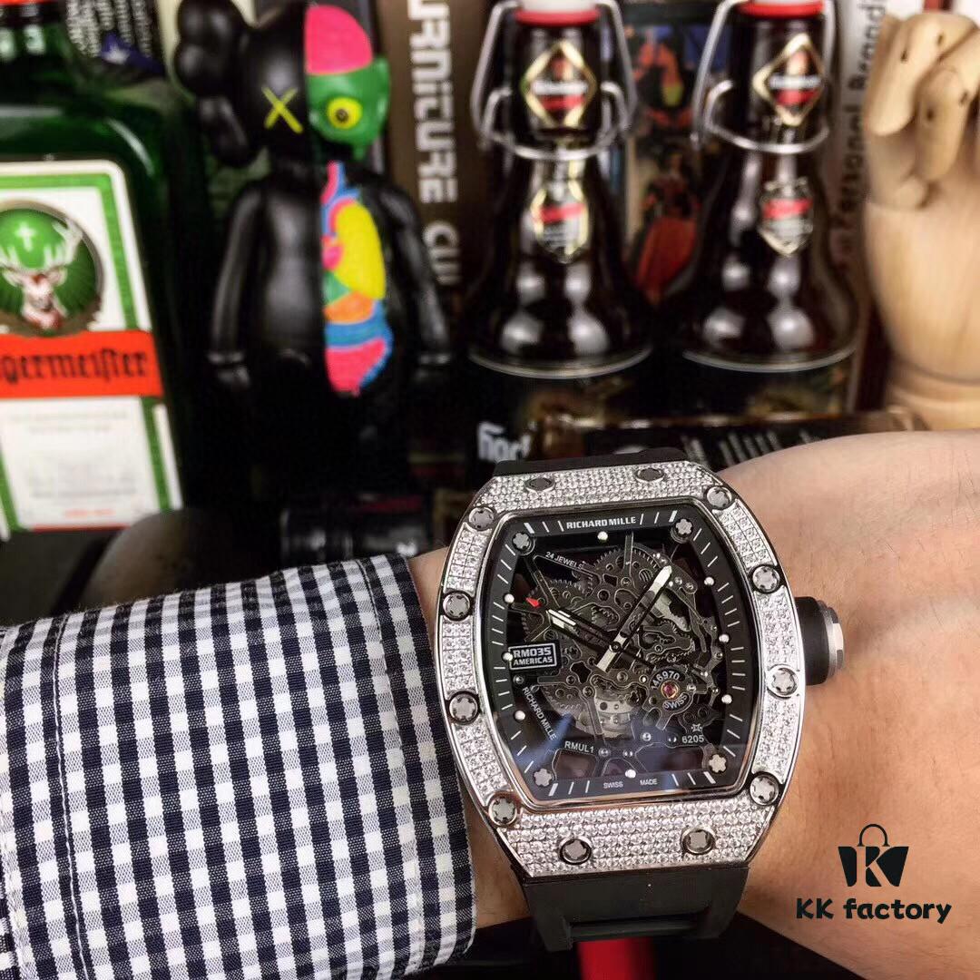 Richard Mille RM035-AMERICA5 Diamond-Paved Case with Anti-Reflective Sapphire Crystal - Premium Replica