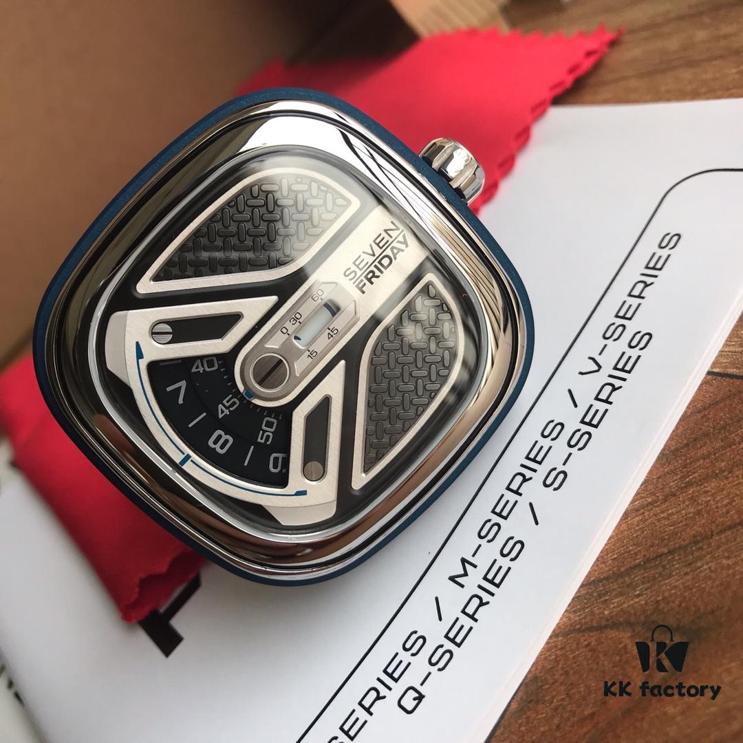 6931a84dccd8ab3d7af9cb9f New Arrival Sevenfriday Model M1B/01, 47mm, Automatic Mechanical Movement, Multi-layer 3D Dial, Polished Bezel, Matte Blue Case with Blue Denim Strap