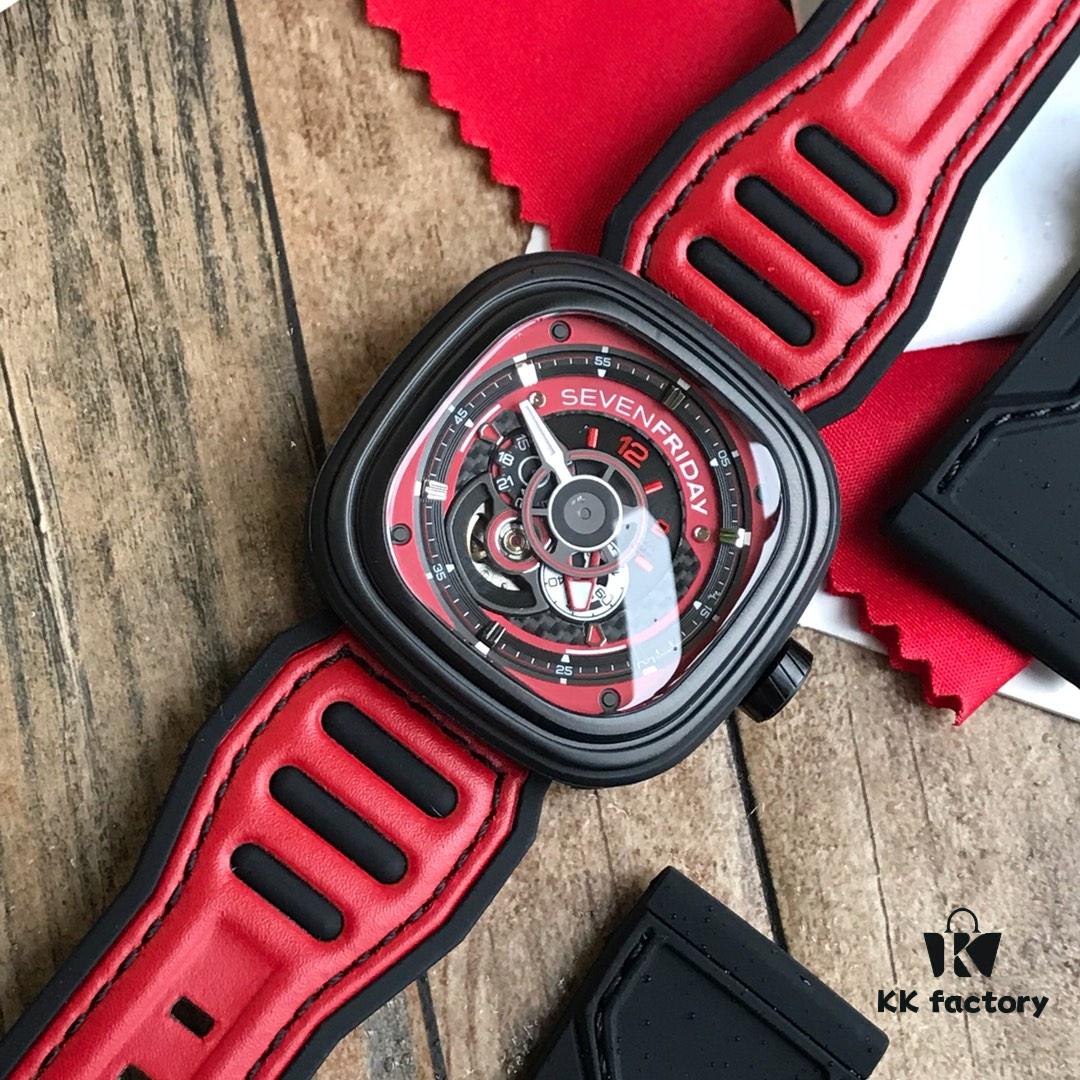 6931a84dccd8ab3d7af9cbac Original Design! New Arrival 2018! Seven Friday's Latest Model! Hot Seller! ~ Diameter 47mm x 13mm, Imported Waterproof Calf Leather Combined with Rubber Strap, Innovative Design Inspired by Red Racing Teams