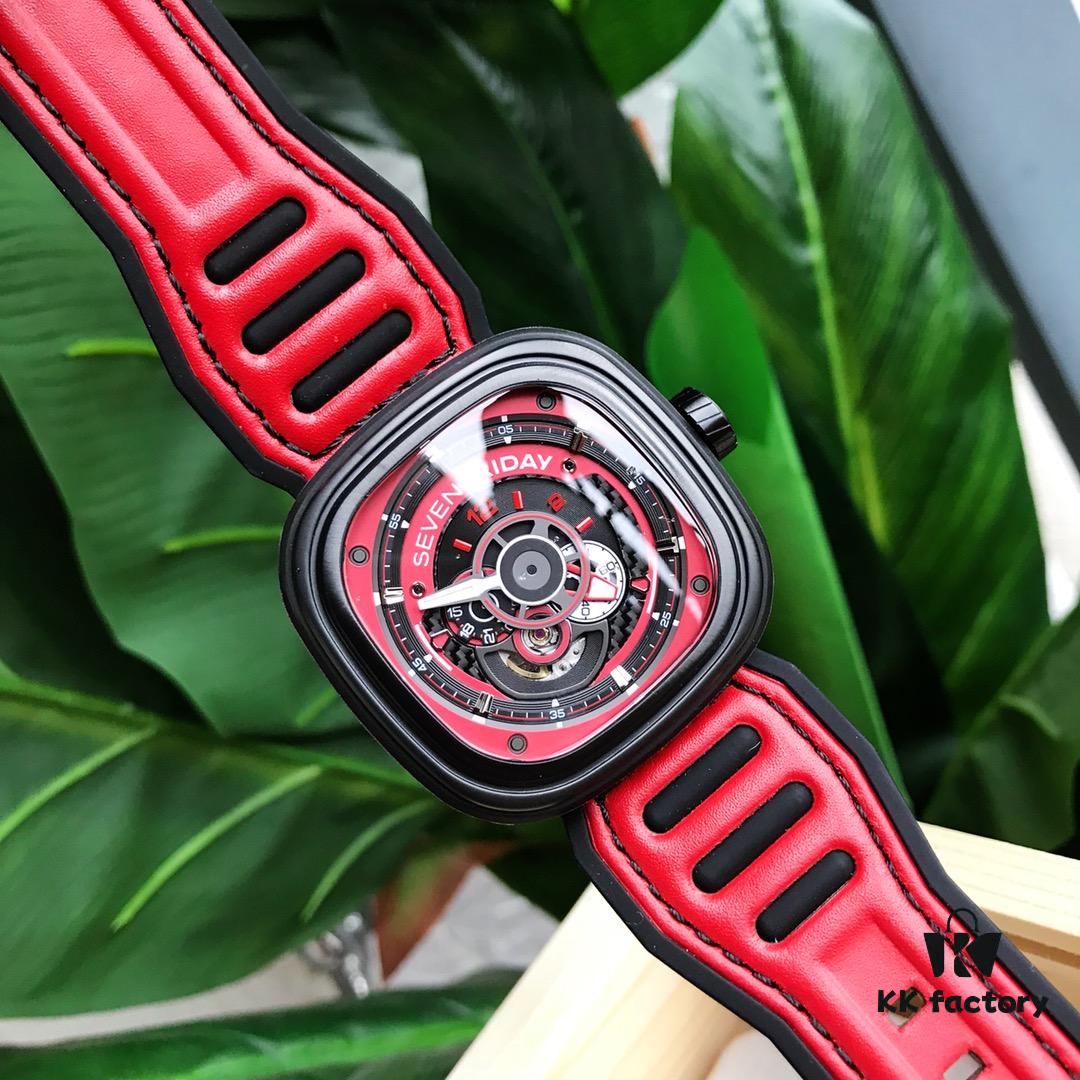 6931a84dccd8ab3d7af9cbad Original Design! New Arrival 2018! Seven Friday's Latest Model! Hot Seller! ~ Diameter 47mm x 13mm, Imported Waterproof Calf Leather Combined with Rubber Strap, Innovative Design Inspired by Red Racing Teams