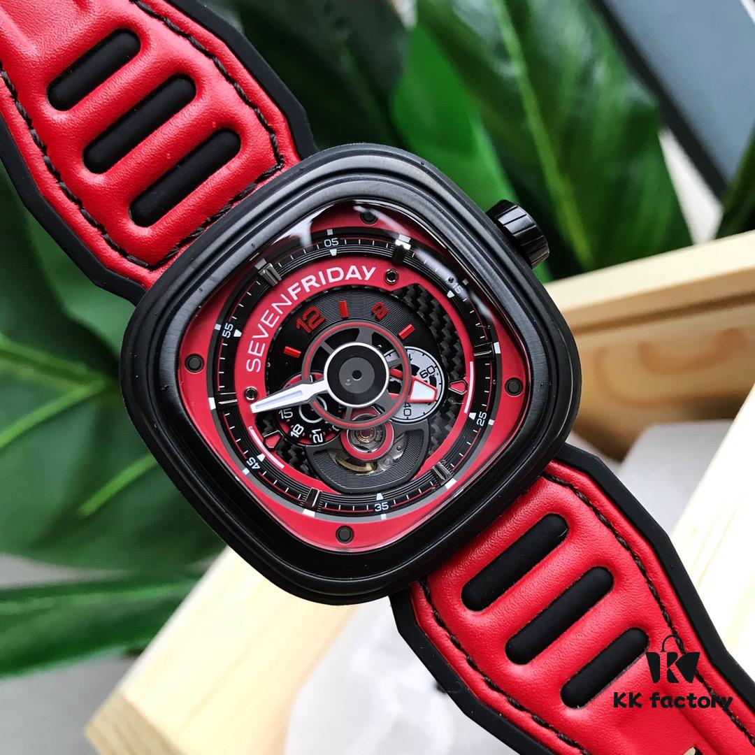6931a84eccd8ab3d7af9cbaf Original Design! New Arrival 2018! Seven Friday's Latest Model! Hot Seller! ~ Diameter 47mm x 13mm, Imported Waterproof Calf Leather Combined with Rubber Strap, Innovative Design Inspired by Red Racing Teams