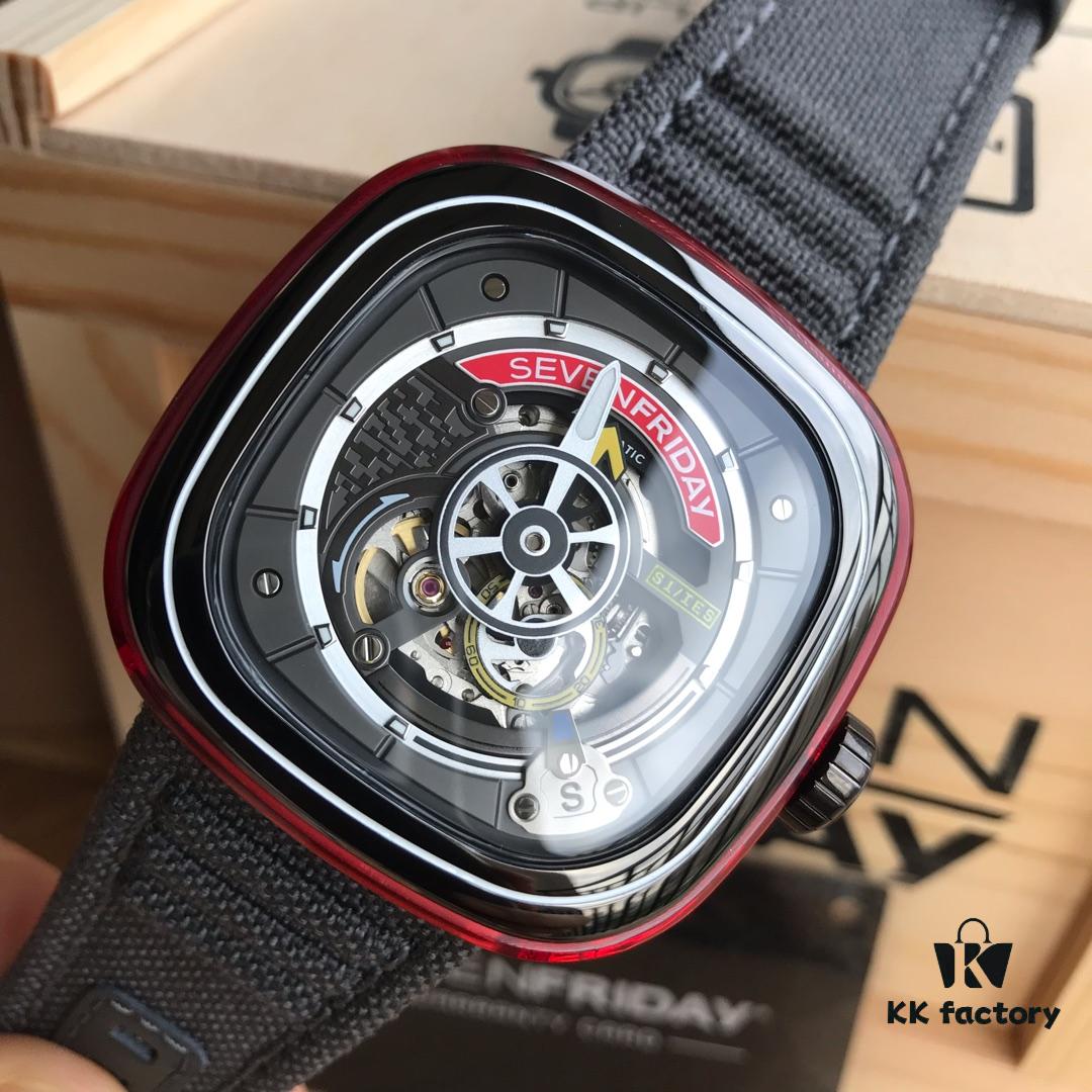 6931a852ccd8ab3d7af9cbf5 New Arrival SevenFriday, Only Original Factory Stock! Model S1/3, ~47mm Diameter, Genuine Mechanical Movement, Multi-Layer 3D Dial, Sharp Edges, Fully Polished Bezel, Matte Blue Case with Gray Canvas Strap, Highly Stylish, Comes with Original Packaging and an Additional Original Black Silicone Strap!