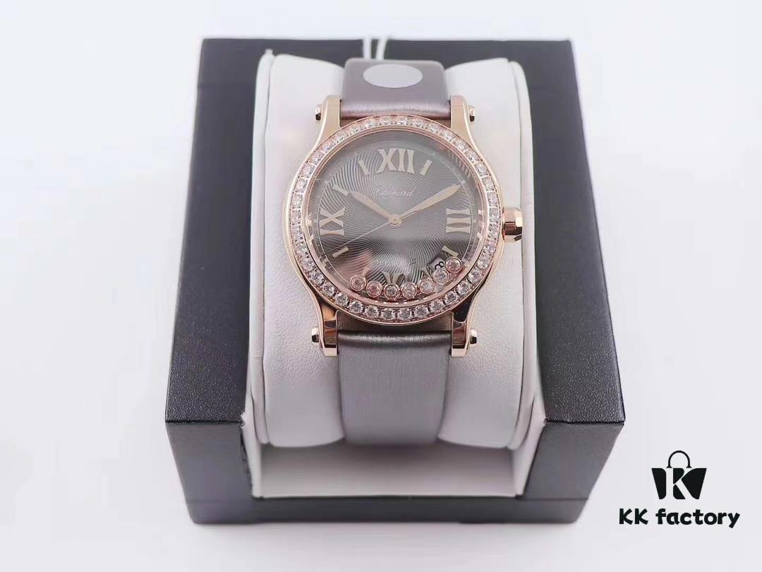 6931a854ccd8ab3d7af9cc20 YF Authentic Mold New Release Chopard Happy Diamonds 278559-3003 with Handcrafted Silk Strap Exuding Unmistakable Luxury