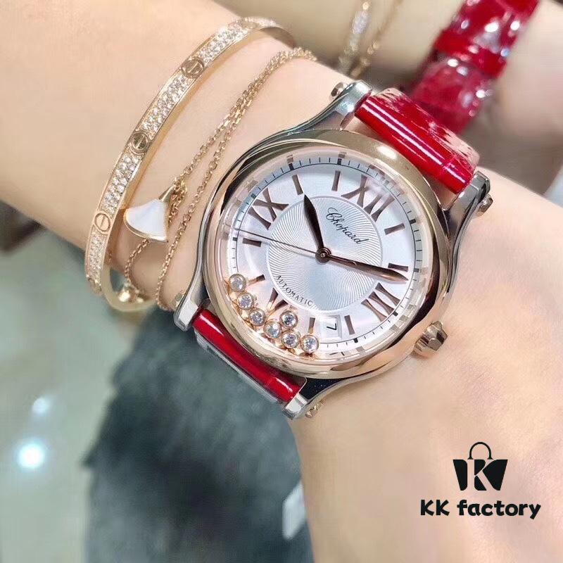 6931a855ccd8ab3d7af9cc2c YF Factory New Arrival, V2 Version Chopard Happy Diamonds Series Ladies' Watch with Mother-of-Pearl Dial and Full Gold Case