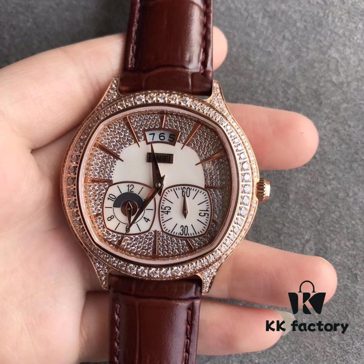 6931a85cccd8ab3d7af9cc9c Authentic Taiwan-made 1:1 Piaget Emperador Rectangular Watch, 42mm Diameter, 18K Rose Gold Case with 136 Round Brilliant Diamonds (Approx. 2.6 Carats), White Mother-of-Pearl Dial Set with 164 Round Brilliant Diamonds (Approx. 0.4 Carats) and 18K Rose Gold Hour Markers, Sapphire Crystal Transparent Case Back, Equipped with Piaget 850P Self-winding Mechanical Movement Featuring Small Seconds, Date and Dual Time Zone Display