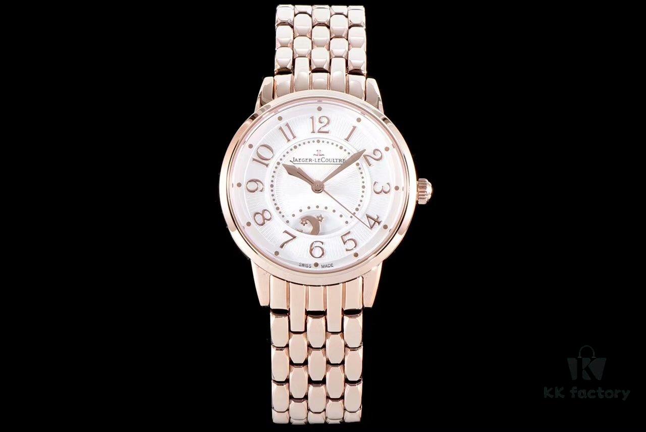 6931a877ccd8ab3d7af9ce53 BF Fine V2 Edition Jaeger Rendez-Vous Series Automatic Mechanical Ladies' Watch with Imported Italian Cow Leather Strap, Top-Quality Blued Steel Hands, Equipped with Modified 9015 Movement (Without Additional Plate) Mimicking Original Cal.898A Automatic Self-Winding Movement, Featuring Day-Night Display, Diameter: 34mm, Thickness: 10mm