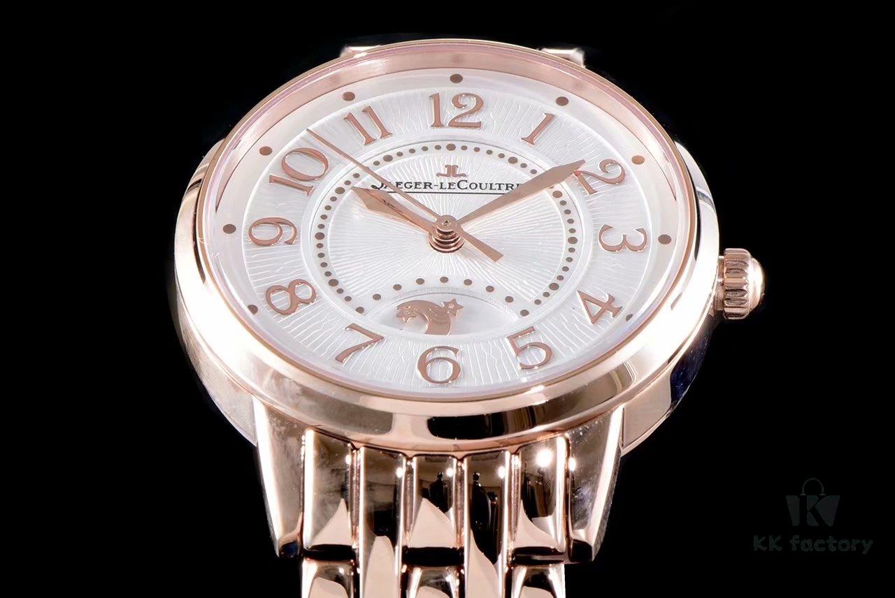 6931a877ccd8ab3d7af9ce54 BF Fine V2 Edition Jaeger Rendez-Vous Series Automatic Mechanical Ladies' Watch with Imported Italian Cow Leather Strap, Top-Quality Blued Steel Hands, Equipped with Modified 9015 Movement (Without Additional Plate) Mimicking Original Cal.898A Automatic Self-Winding Movement, Featuring Day-Night Display, Diameter: 34mm, Thickness: 10mm