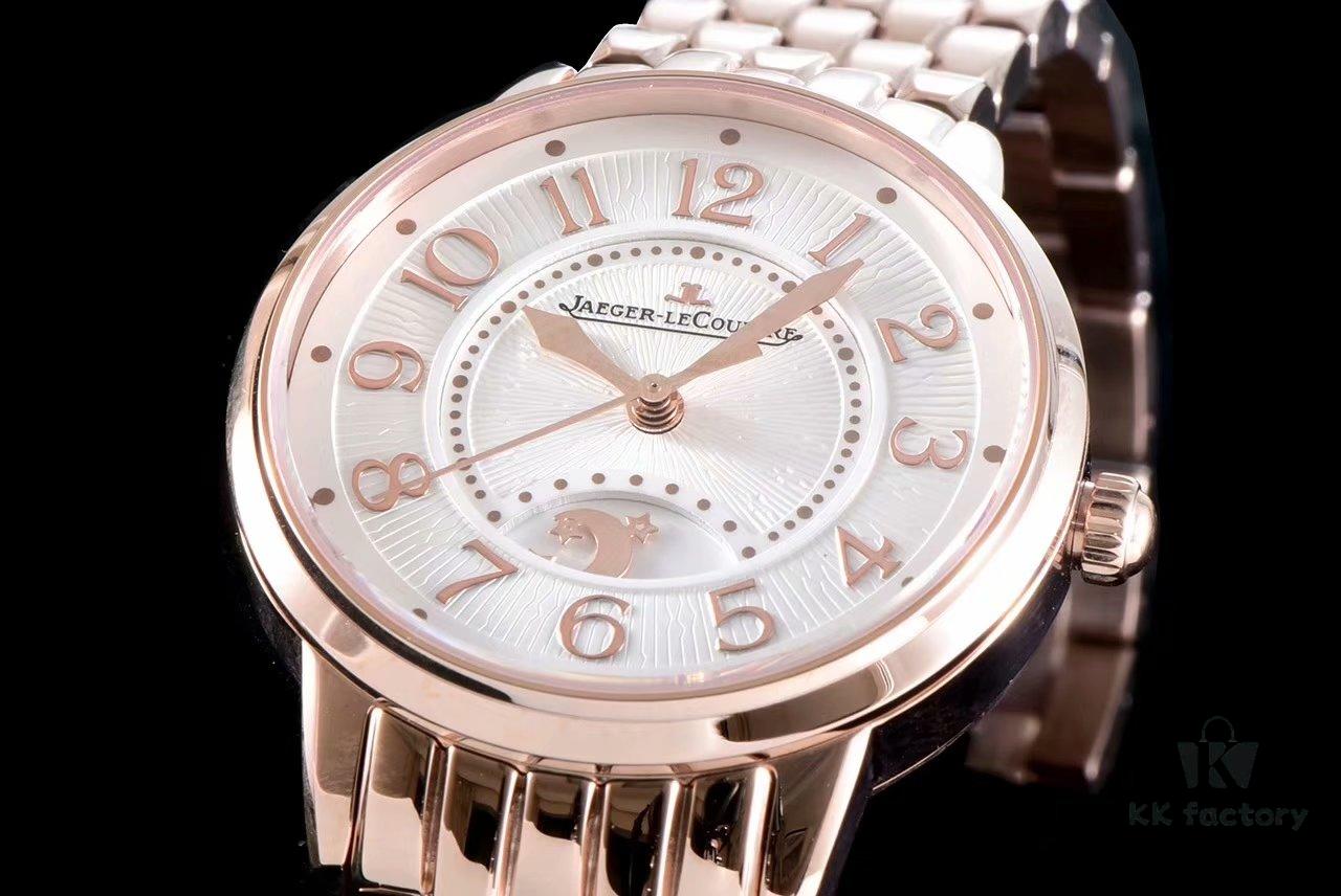 6931a877ccd8ab3d7af9ce55 BF Fine V2 Edition Jaeger Rendez-Vous Series Automatic Mechanical Ladies' Watch with Imported Italian Cow Leather Strap, Top-Quality Blued Steel Hands, Equipped with Modified 9015 Movement (Without Additional Plate) Mimicking Original Cal.898A Automatic Self-Winding Movement, Featuring Day-Night Display, Diameter: 34mm, Thickness: 10mm
