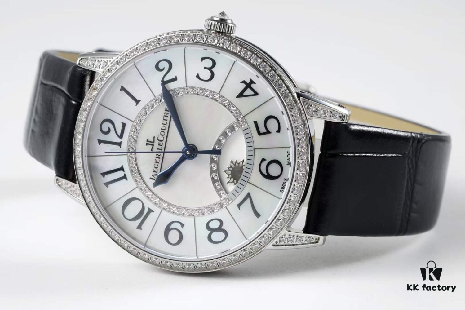 6931a879ccd8ab3d7af9ce6f BF Fine Collection Jaeger LeCoultre Rendez-Vous Series with Imported Italian Cowhide Strap, Top-Grade Blued Steel Hands, Equipped with Modified 9015 Movement Replacing Original Cal.898A Automatic Self-Winding Movement (No Additional Bridge Plate), Featuring Day-Night Display, Diameter: 34mm, Thickness: 10mm