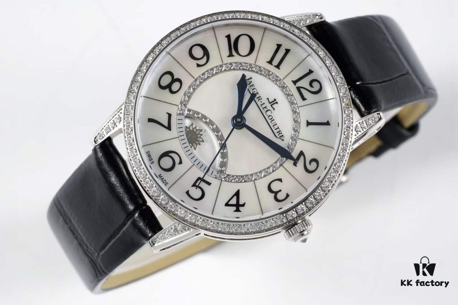 6931a879ccd8ab3d7af9ce70 BF Fine Collection Jaeger LeCoultre Rendez-Vous Series with Imported Italian Cowhide Strap, Top-Grade Blued Steel Hands, Equipped with Modified 9015 Movement Replacing Original Cal.898A Automatic Self-Winding Movement (No Additional Bridge Plate), Featuring Day-Night Display, Diameter: 34mm, Thickness: 10mm