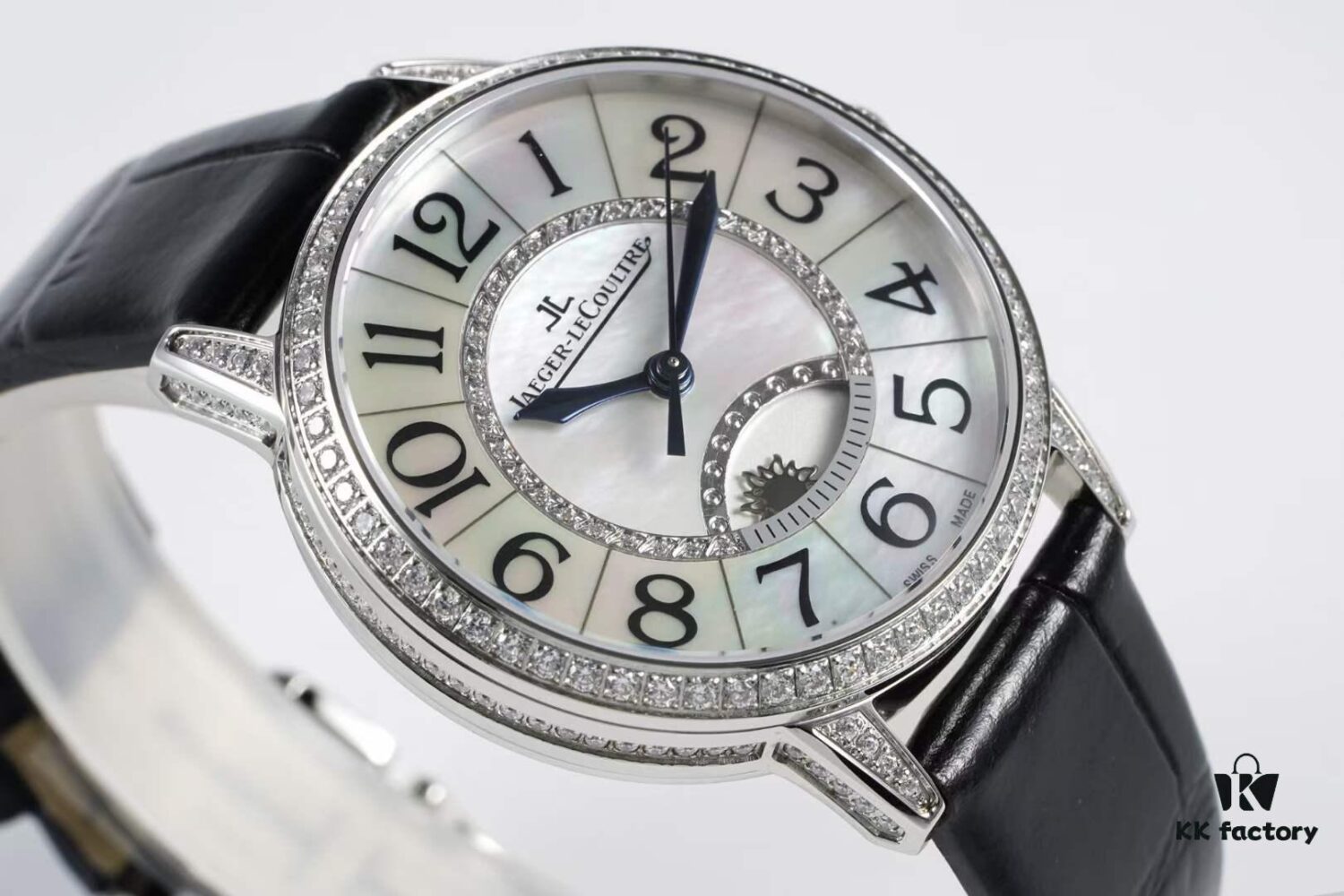 6931a879ccd8ab3d7af9ce71 BF Fine Collection Jaeger LeCoultre Rendez-Vous Series with Imported Italian Cowhide Strap, Top-Grade Blued Steel Hands, Equipped with Modified 9015 Movement Replacing Original Cal.898A Automatic Self-Winding Movement (No Additional Bridge Plate), Featuring Day-Night Display, Diameter: 34mm, Thickness: 10mm
