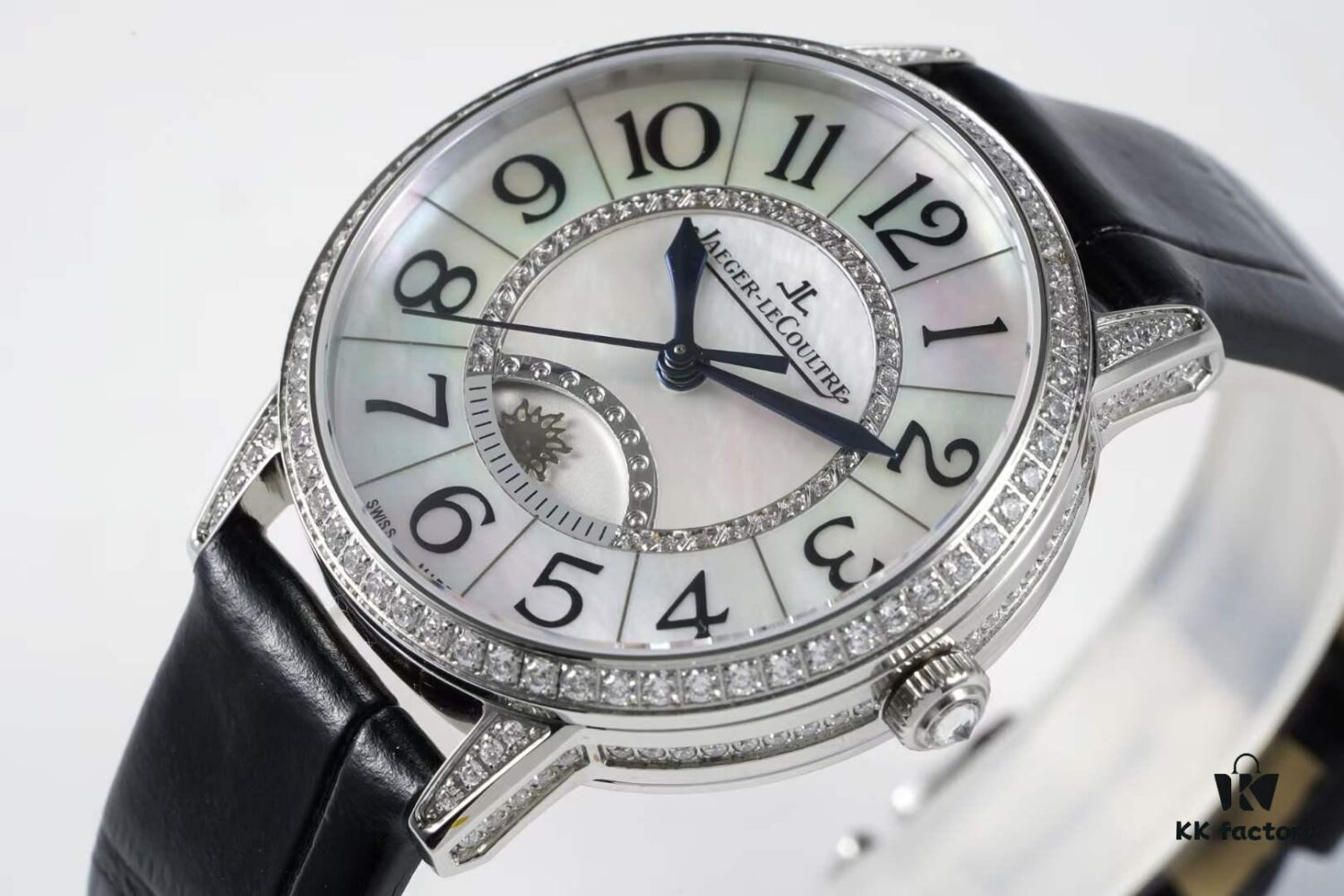 6931a879ccd8ab3d7af9ce72 BF Fine Collection Jaeger LeCoultre Rendez-Vous Series with Imported Italian Cowhide Strap, Top-Grade Blued Steel Hands, Equipped with Modified 9015 Movement Replacing Original Cal.898A Automatic Self-Winding Movement (No Additional Bridge Plate), Featuring Day-Night Display, Diameter: 34mm, Thickness: 10mm