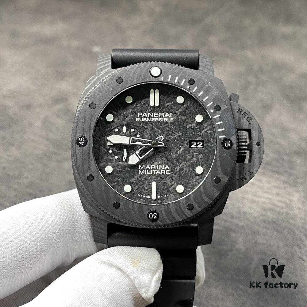 6931a889ccd8ab3d7af9cf80 PANERAI Radiomir Submersible Series Automatic Mechanical Diving Watch PAM00979 PAM979 VS979 979 Carbotech Carbon Fiber Case Diving Countdown Bezel Sapphire Crystal Scratch-Resistant Crown Guard Bridge Luminous Dial with Italian Navy Frogman Commando Engraved Titanium PVD Black Case Back Rubber Expansion Strap P.9010 Movement 47mm Diameter