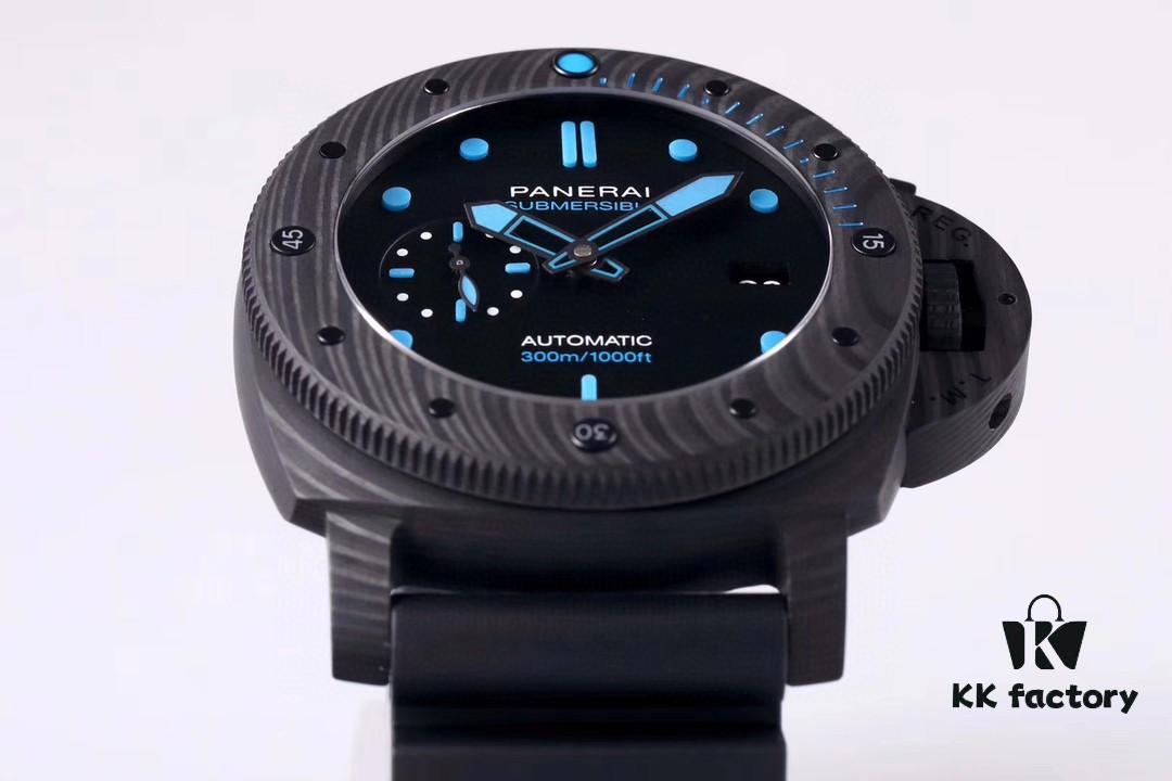 6931a88accd8ab3d7af9cf8b VS Panerai SUBMERSIBLE Series Automatic Mechanical Diving Watch PAM01616 CARBOTECH Carbon Fiber Case Diving Countdown Bezel with Blue Scale Line Sapphire Crystal Screw-down Crown with Safety Bridge Titanium PVD Black Case Back with Engraved Submarine Pattern