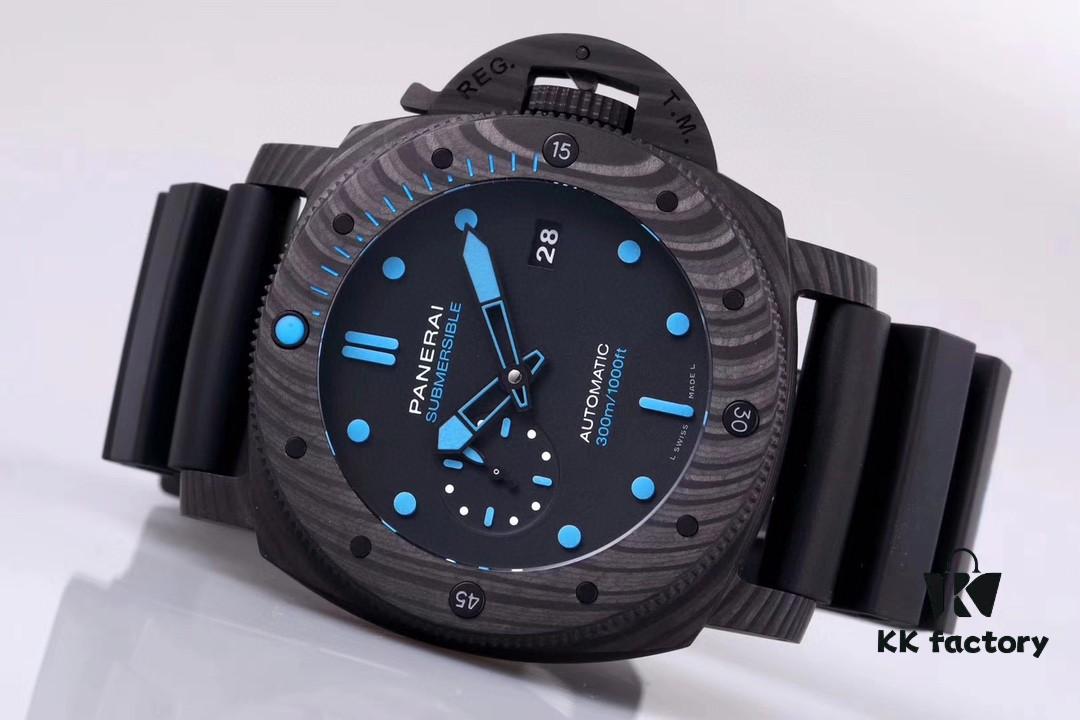 6931a88accd8ab3d7af9cf8f VS Panerai SUBMERSIBLE Series Automatic Mechanical Diving Watch PAM01616 CARBOTECH Carbon Fiber Case Diving Countdown Bezel with Blue Scale Line Sapphire Crystal Screw-down Crown with Safety Bridge Titanium PVD Black Case Back with Engraved Submarine Pattern