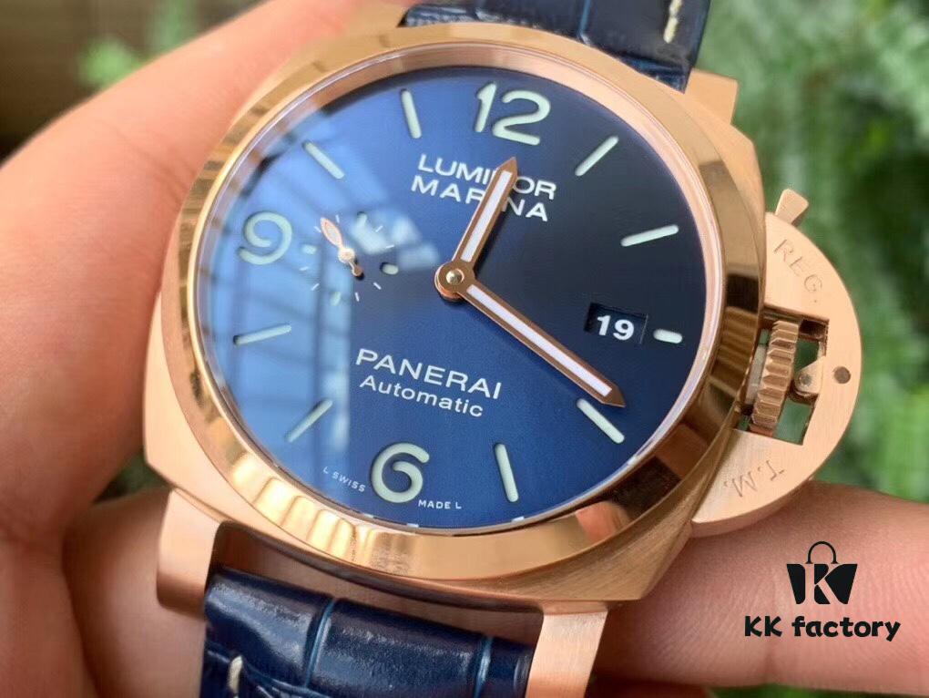 6931a88dccd8ab3d7af9cfc2 VS2020 New Arrival: 44MM 'Provocative Blue' Lumino Rosso Gold Panerai Watch PAM 1112
