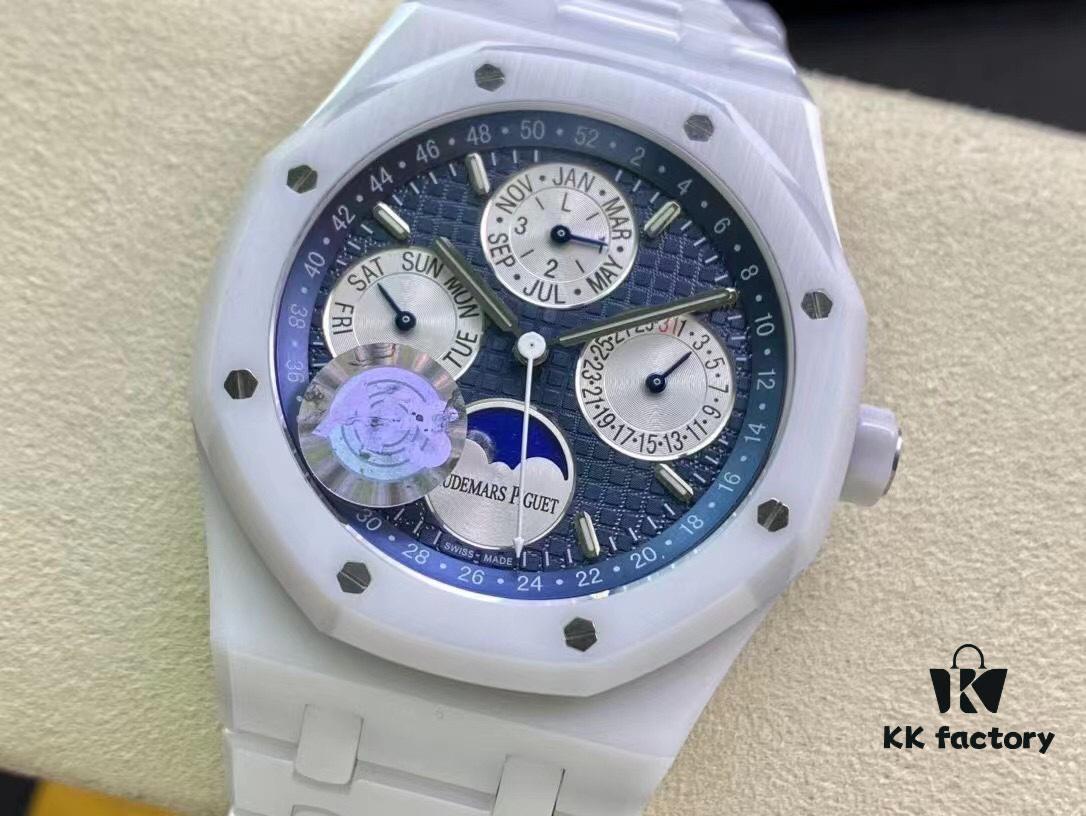 6931a8a1ccd8ab3d7af9d107 APS AP Royal Oak Series White Ceramic 26579 True Moon Phase Grande Tapisserie Dial 41mm Authentic Automatic Movement 5134 Slim 10.5mm Real Functions